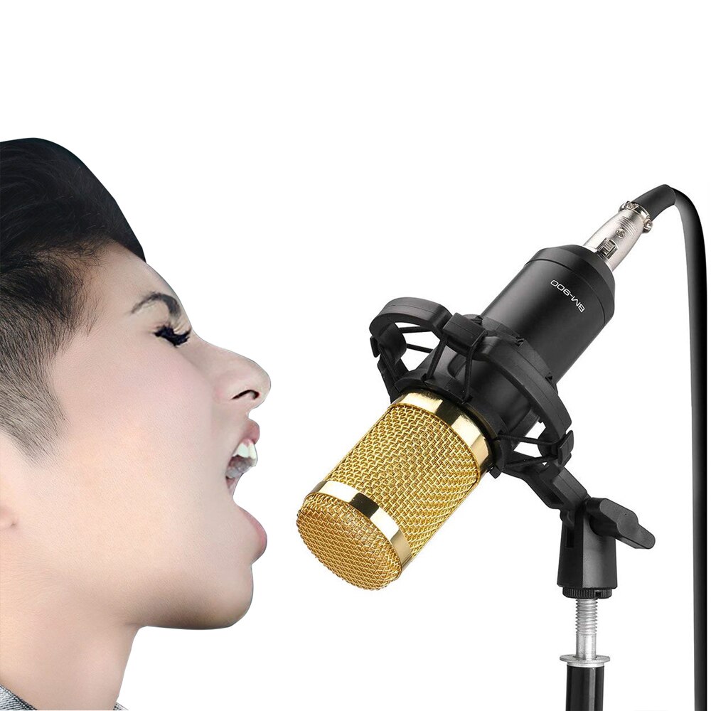 BM 900 Condenser Microphone with Shock Mount Mic Broadcasting Singing Recording KTV Karaoke Wired Mike Computer
