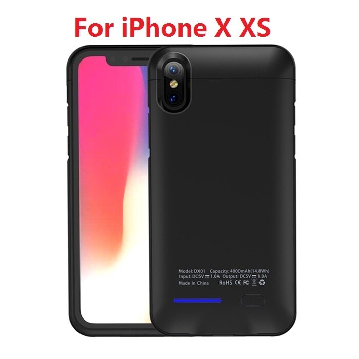 Leioua 4000mah chargeur de batterie étui pour iphone 5 5s 5C Se boîtier chargeur Powerbank étui pour iphone 6 7 8 X Xs Max Xr boîtier de batterie: For iPhone X XS