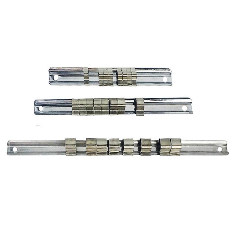1/4 Inch 3/8 Inch 1/2 Inch Socket Rack Holder Snap Rail Tool Organizer Storage Tray Set