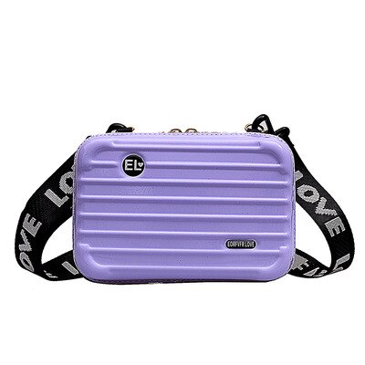 Women Handbag Mini Box Bag Small Square Versatile Letter Stripe Shoulder Box Bag Cool Ladies Street Outdoor Travel Bag: Purple 