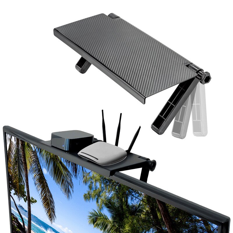 Estante de Almacenamiento Ajustable para Pantalla de TV, Repisa para la parte Superior del Monitor de Ordenador, Soporte de Escritorio, Estantes de Exhibición para Televisor, 1 Unidad