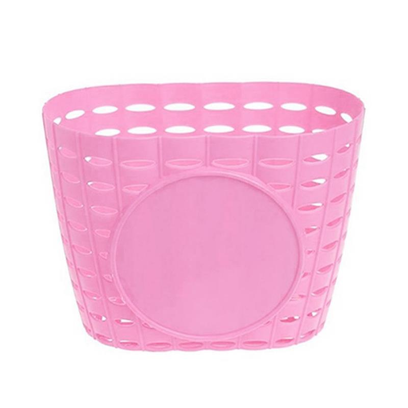 Bicycle Basket Hollow Children Bike Tricycle Scooter Storage Front Handlebar Plastic Carrier Cycling Kids Riding Shopping: pink