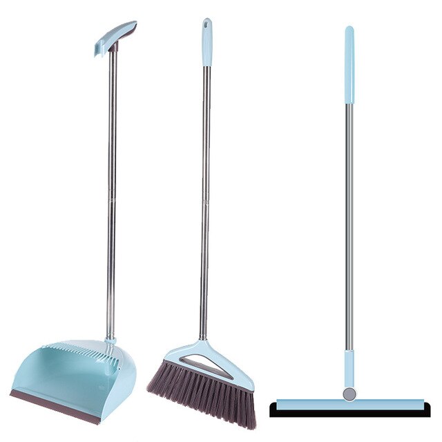 Broom Set Folding Household Cleaning Tools Plastic PP Broom Combination Soft Hair Cleaning Bathroom Wiper Artifact: 8