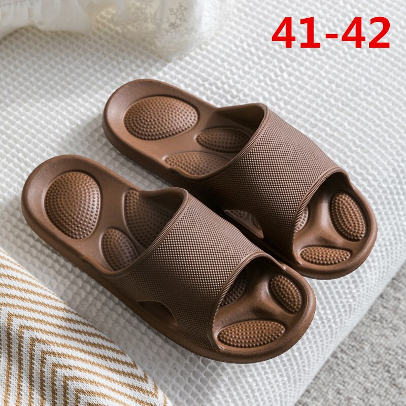 Xiaomi Women's Home Massage Slippers Female Summer Slides Indoor Bathroom Non-slip Flip Flop Sandals Men Soft Sole Soft Shoes: Brown 41-42