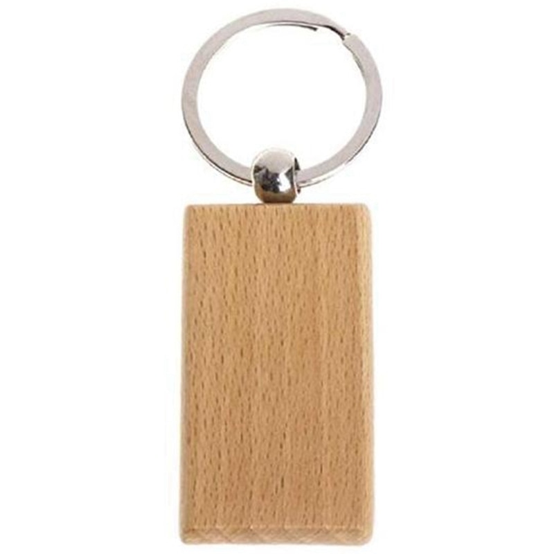 60 stuks lege rechthoekige houten sleutelhangers, doe-het-zelf, sleutelhangers, sleutelhangers, kan ik zelf graveren?: Default Title