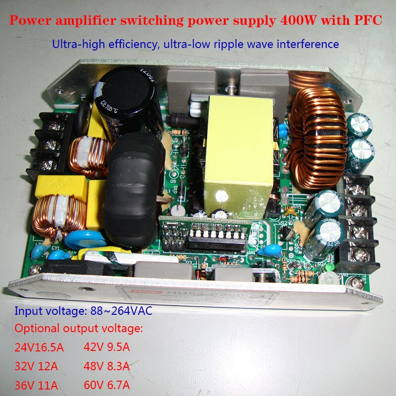 AMPLIFICADOR DE POTENCIA Digital, fuente de alimentación conmutada de 400W con función PFC, 24V, 32V, 36V, 42V, 48V, 60V con función de protección