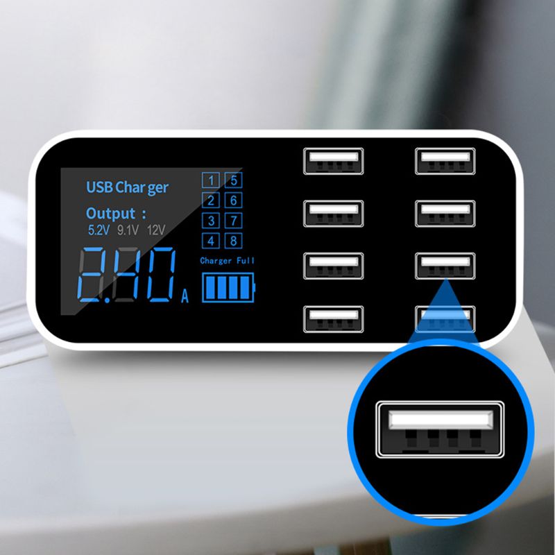 A9S Fast Car Charger 8 Port Multi USB LCD Display Phone Charger USB Hub