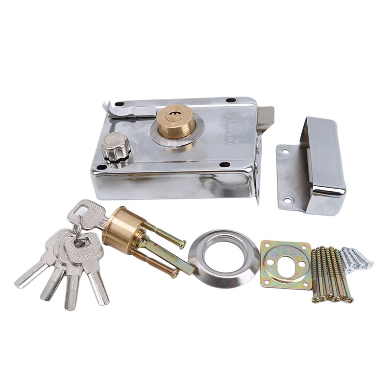 Door Lock Strong Deadbolt Universal Exterior Anti-theft Lock Stainless Steel Multiple Insurance Smooth Home Security Accessory: crescent