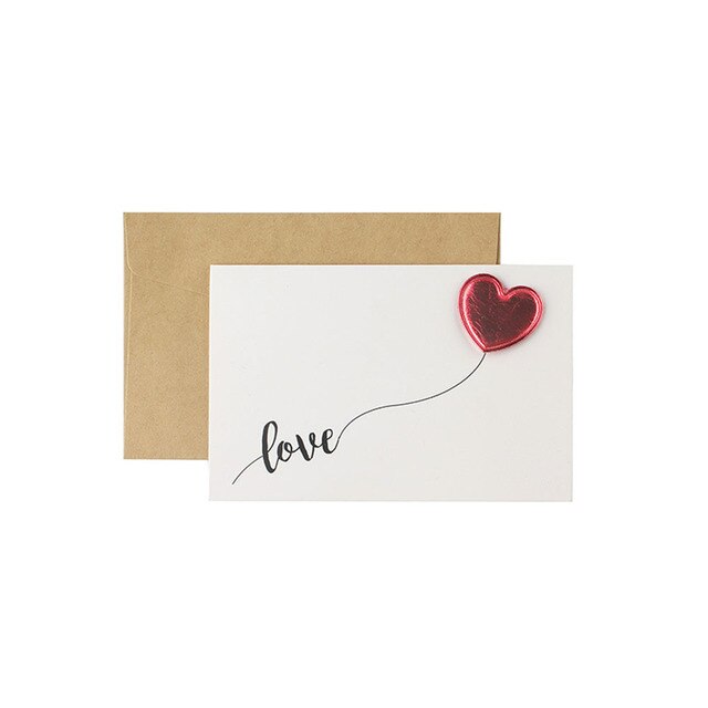 Valentines Day Solid Bronzing Red Heart Postcard Wedding Invitation Romantic Letter Blessing Gratitude Love Greeting Cards: Balloon-15.5 10.5cm
