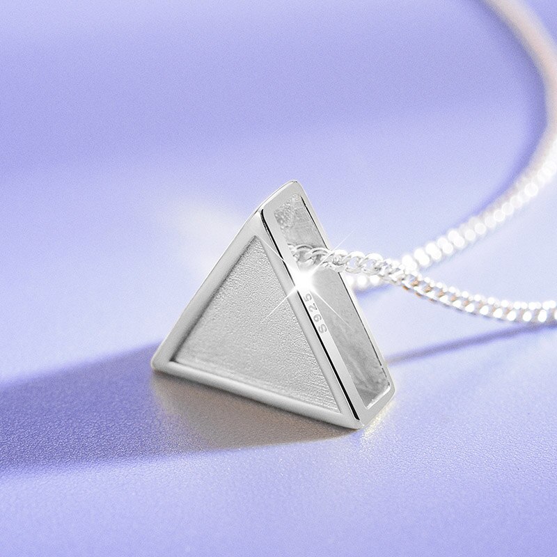 Lotus Fun Real 925 Sterling Silver Minimalism Style Geometric Triangle Fine Jewelry Pendant without Necklace for Women: Silver Color