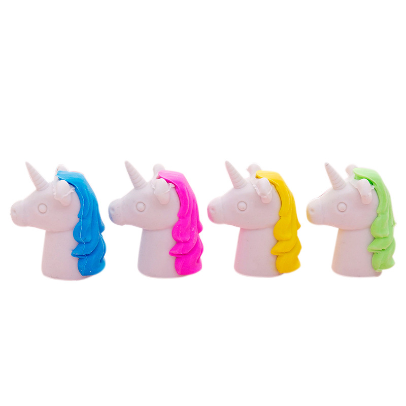 Nette Karikatur Einhorn Bleistift Radiergummi Multi-funktion Gummi Stift Kappe Kawaii Schreibwaren Schüler Schule Büro Liefert freundlicher Preis Spielzeug: 4Stck zufällig