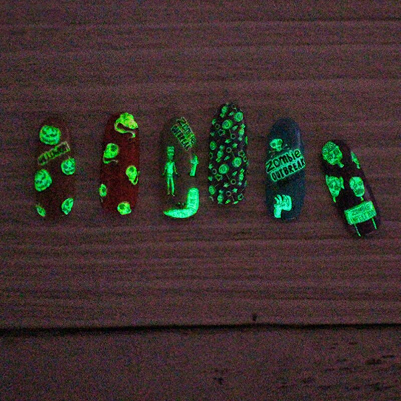 Luminoso Halloween Unghie Artistiche etichetta Zucca ragno per L'autoadesivo Del Chiodo 3D Consigli Decorazioni manicure Consigli