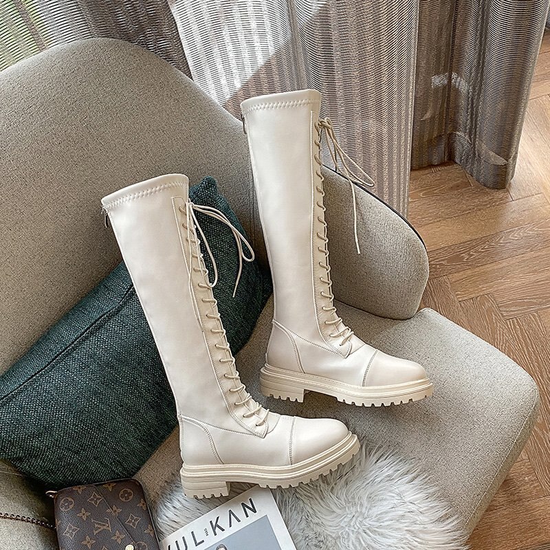 Winter dames kniehoge laarzen beige lange laarzen dames warme bont zwarte bruine laarzen