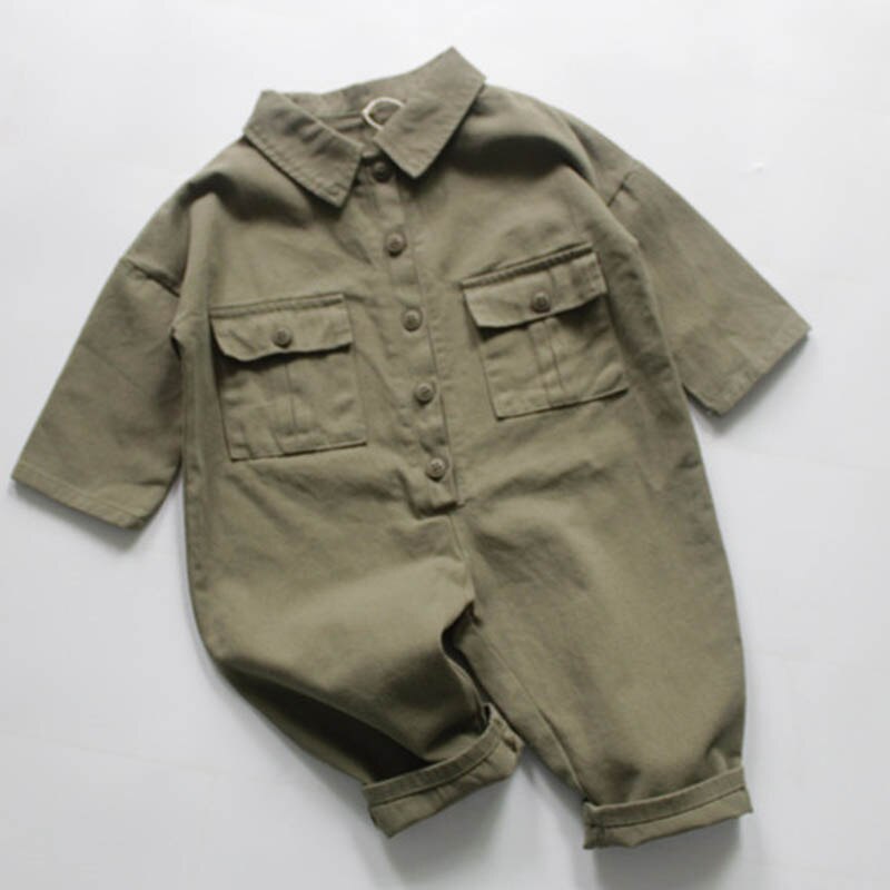 Koreanische Japan Stil freundlicher Overall Frühling Herbst Baby Jungen Mädchen Gesamt Overall Baby Jungen Mädchen Solide Langarm Strampler