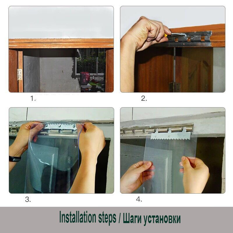 Windproof Door Curtain Gazebo Curtain PVC Transparent Air-conditioning Soft Curtain Hanging Curtains Screen Door Isolate Dust