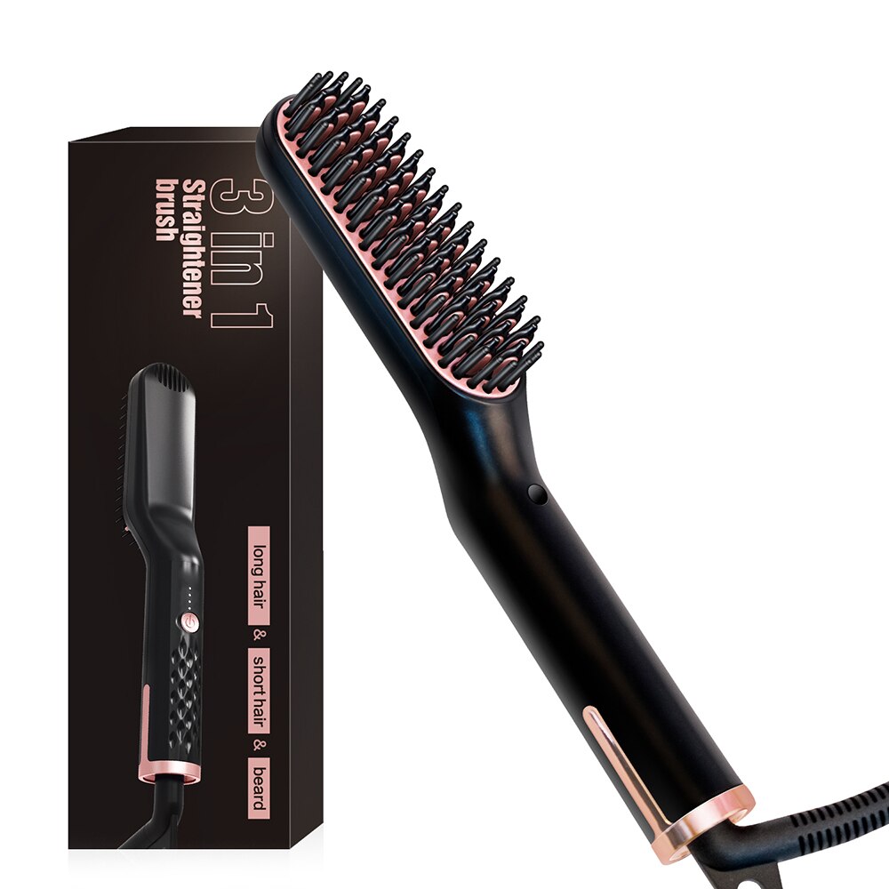 Baard Stijltang Voor Mannen Styler Kam Baard Ijzer Snelle Verwarmde Baard Borstel Rechttrekken Kam Hair Flat Iron Tool: with box / Au