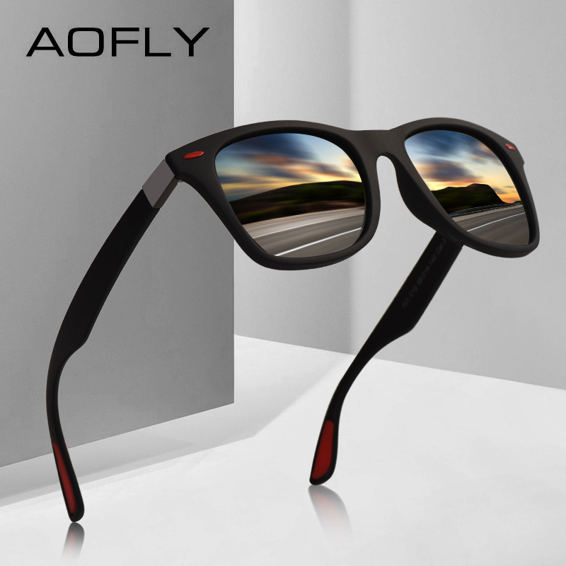 AOFLY-TR90 óculos polarizados para homens e mulheres, óculos de sol estilo quadrado, óculos masculinos, ultraleves, novo design, UV400
