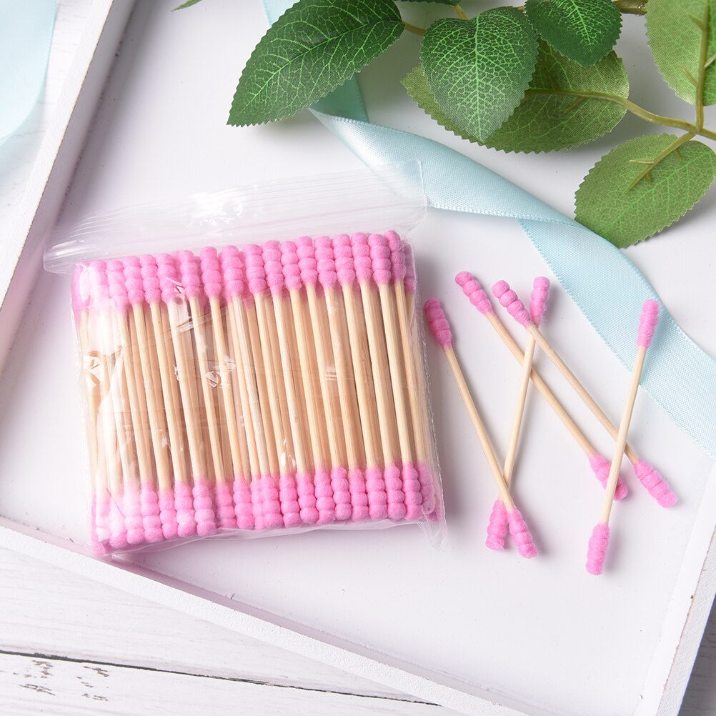 100Pcs/lot Cosmetic Cotton Swab Stick Double Head Ended Clean Cotton Buds Ear Clean Tools For Children Adult