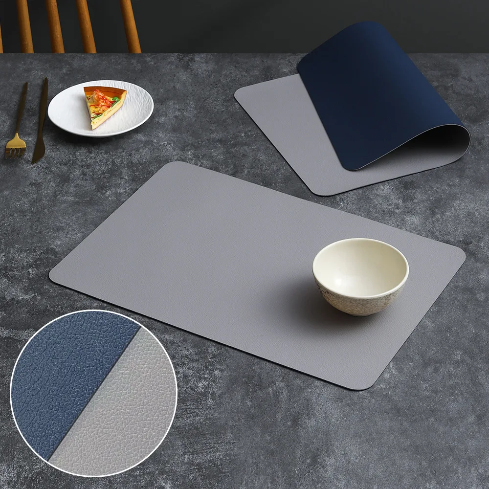 PVC Double-sided Leather Dining Table Mat, Desktop Decoration, Home Dining Plate Mat, Anti Slip Bowl Mat, Thermal Insulation Mat: L / Pink
