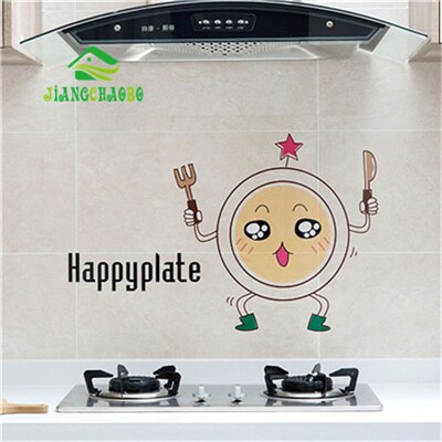 Transparent Self-adhesive Paper Stove High Temperature Resistant Oil Paste Kitchen Tile Oil Waterproof Stickers Fume Wall Sticke: Lovely Plate