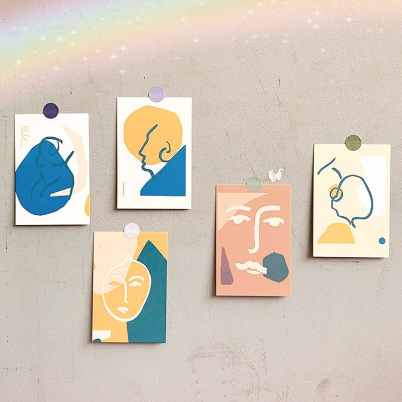 5pcs Abstrct Art Decoration Card Morandi Color Postcard Small Painting Poster DIY Room Wall Sticker Photo Props Stationery