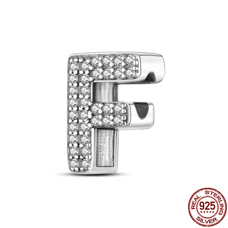 26 A-Z Alphabet perles 925 en argent Sterling lettre d'amour breloque ajustement Original Pandach bracelet à breloques Bracelet CZ Zircon perle bijoux: Bleu