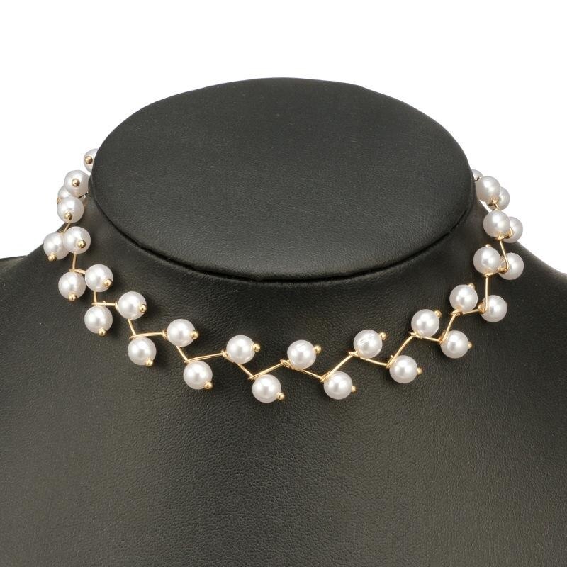 Gargantilla corta de perlas de imitación para mujer, collar hecho a mano, joyería para mujer y niña, gargantilla de cadena de oro, amuleto, de bohemios: Gold