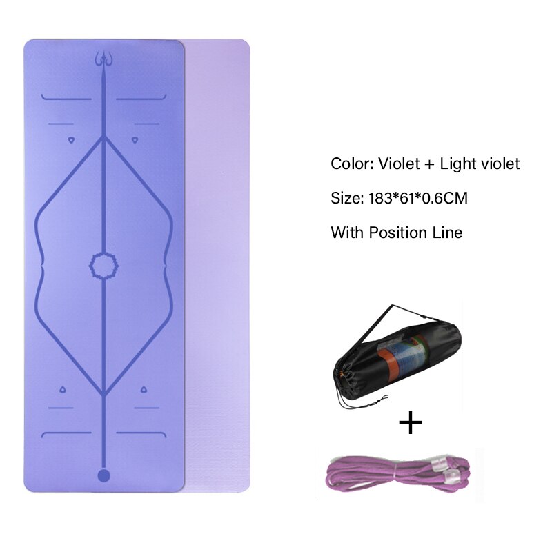 Tpe Yoga Dubbellaags Non-Slip Mat Yoga Oefening Pad Met Positie Lijn Voor Fitness Gymnastiek En Pilates: YJD-01PU