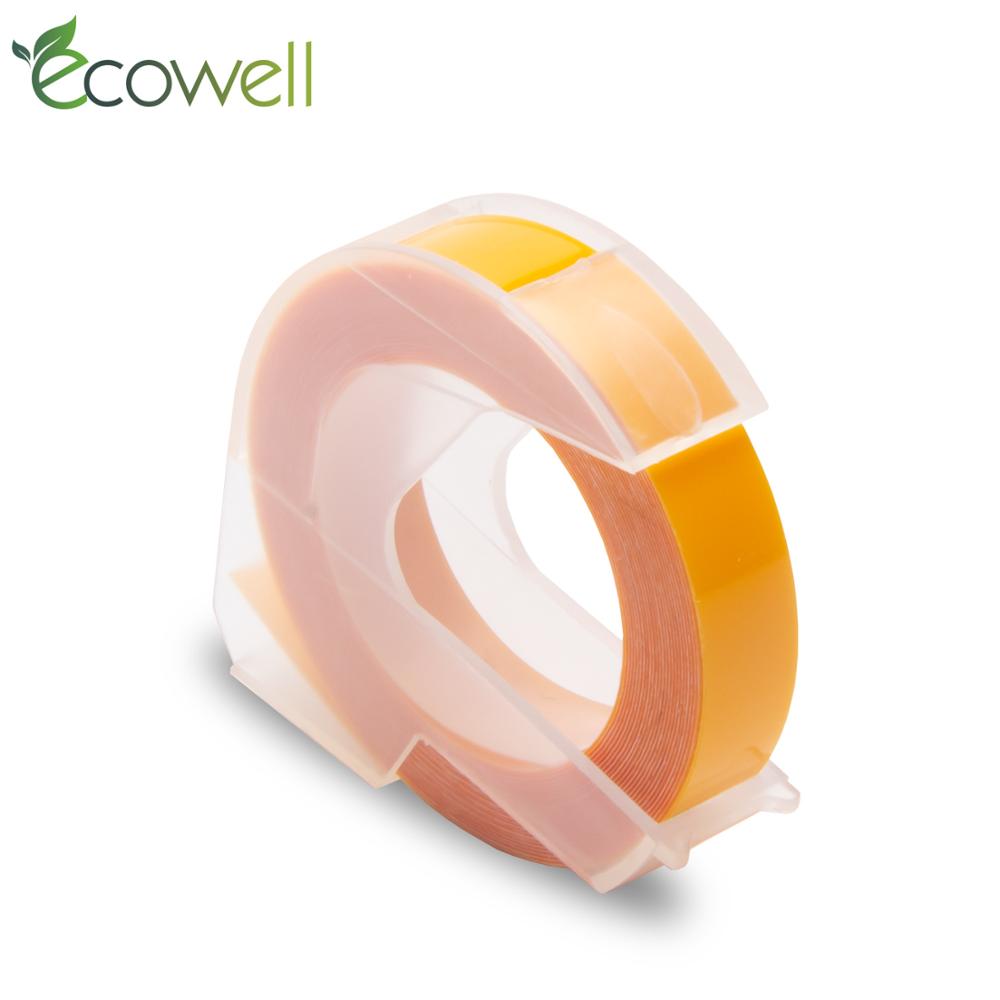 Ecowell 3D Plastic Embossing Tape 9mm compatible for Embossing Label Maker PVC LABEL DYMO 1610 12965 1880 1540 Motex E101: Yellow