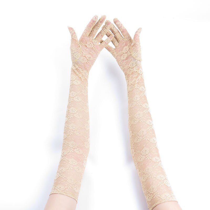 Pas cher blanc dentelle gants de mariée rouge blanc coton doigts longs gants pour mariage femmes fête accessoires demoiselle d'honneur rose gants