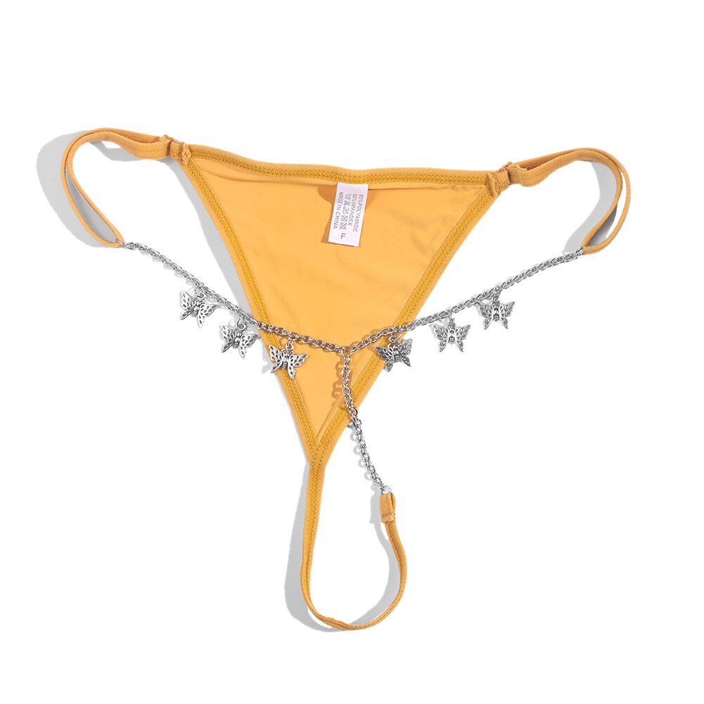 Sexy Zilver Kleur Custom Vlinder Taille Body Ketting Voor Vrouwen Personalied Multicolor Bikini Thong Ondergoed Body Sieraden: 004705YW