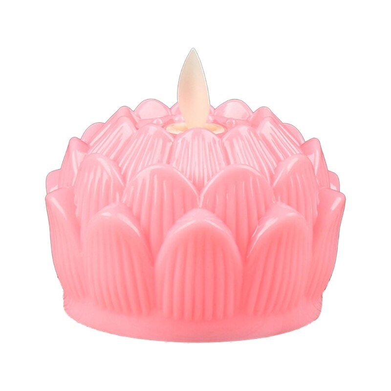 2022 Lotus Light Asian Table Desk Altar Lotus Lamp Light Traditions Decoration: Pink