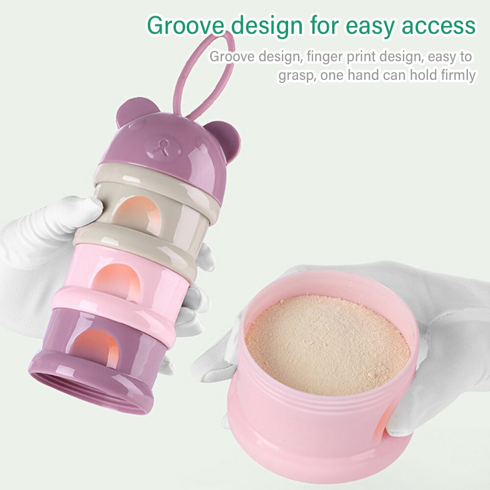 3 layers Bear Style Portable Baby Food Storage Box Essential Cereal Cartoon Infant Milk Powder Box Toddle Snacks Container