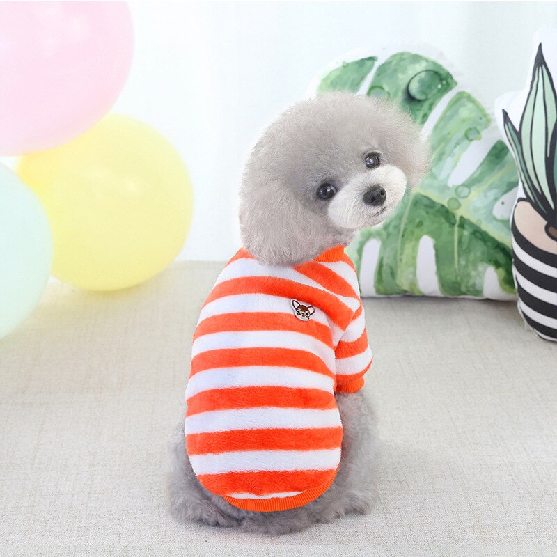 Zachte Flanellen Hond Kleding Voor Kleine Honden Winter Warm Hond Vest Regenboog Gestreepte Puppy Katten Kleding Chihuahua Poedel Shih Tzu jas: Orange / Xxl