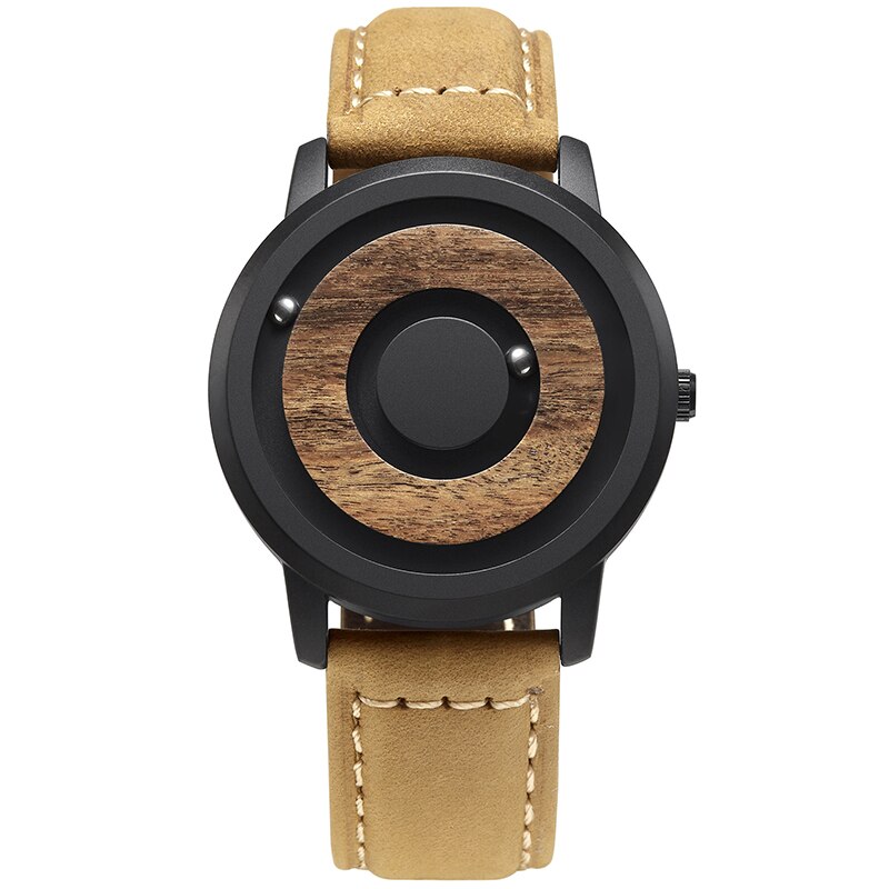 Echt Holz Uhr Kreative Holz Zifferblatt Männer Uhren Magnetische Magnet Metall Ball EUTOUR Mens Retro Quarzuhr Männlichen Saat reloj: 9
