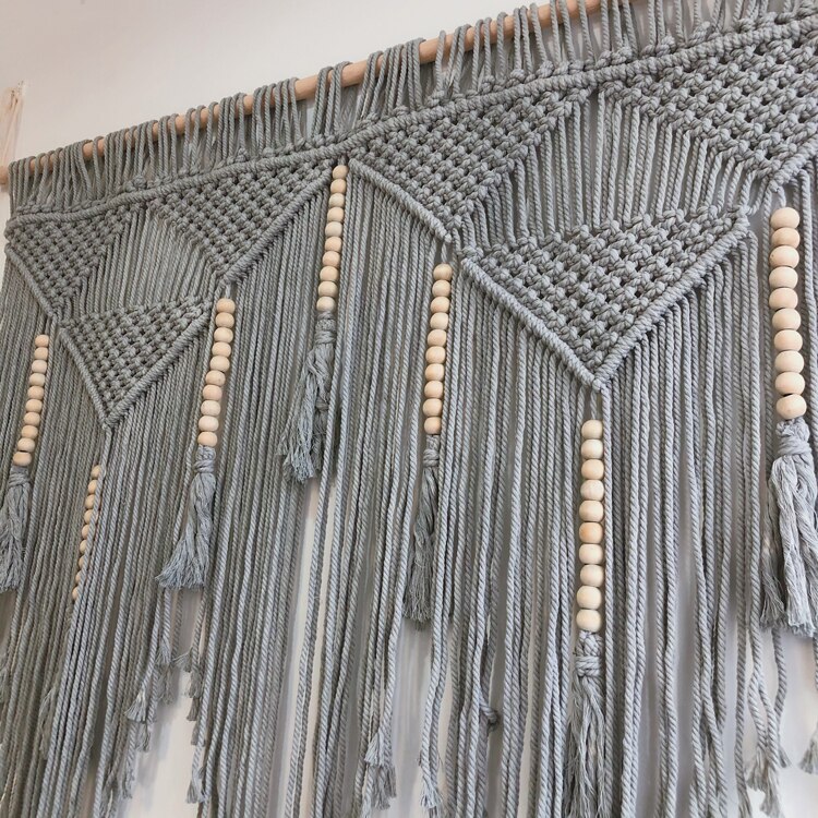 1 kpl iso makramee-seinävaate, boheemi geometrinen, käsintehty tupsukuvioinen kudottu seinävaate, boheemi, makuuhuone, olohuoneen sisustus