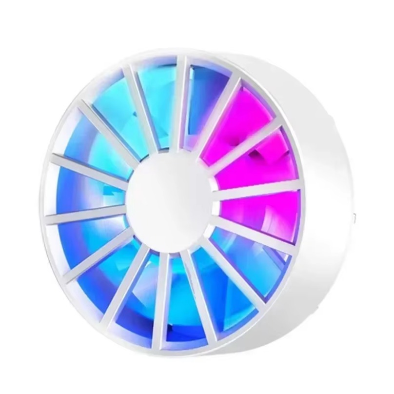 Enfriador de teléfono magnético, ventilador ligero colorido de poco ruido, radiador de teléfono con luz RGB, refrigeración rápida para todos los teléfonos inteligentes y tabletas: Blanco