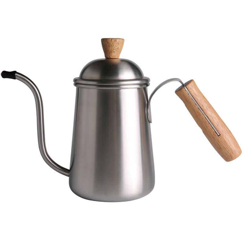 De café de acero inoxidable goteo de agua Delgado Caño erogación café Pour café de mango de madera leche Moka tetera proveedor