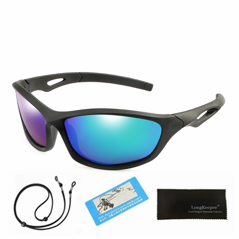 Sport Zonnebril Kids Gepolariseerde Kind Zonnebril Meisje Jongen Outdoor Spiegel Lenzenvloeistof Flexibele Bril UV400 Ciclismo Met Touw: Black Green