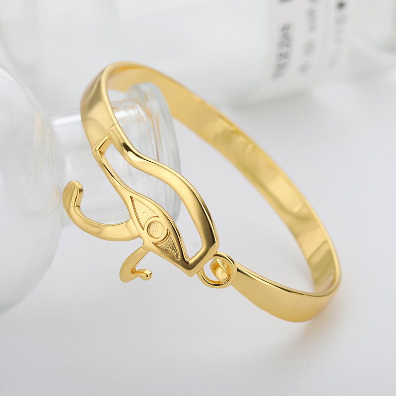Pulseras del ojo del mal para mujer, brazalete abierto de acero inoxidable, brazalete con símbolo de Egipto antiguo, joyería Vintage,