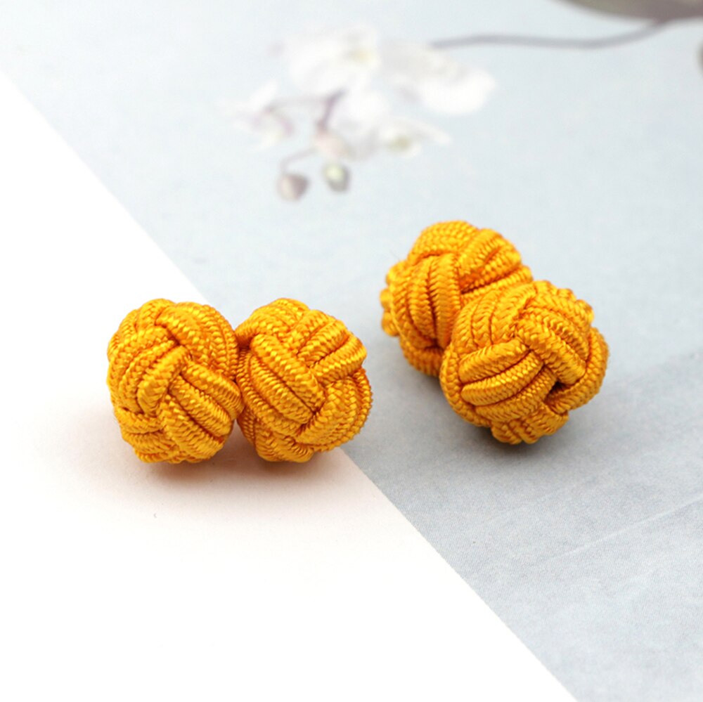 Kleurrijke Dubbele Touw Bal Knoop Manchetknopen Effen Kleuren Gevlochten Handgemaakte Elastische Upscale Mannen Klassieke Manchetknopen Voor Mannen: 10