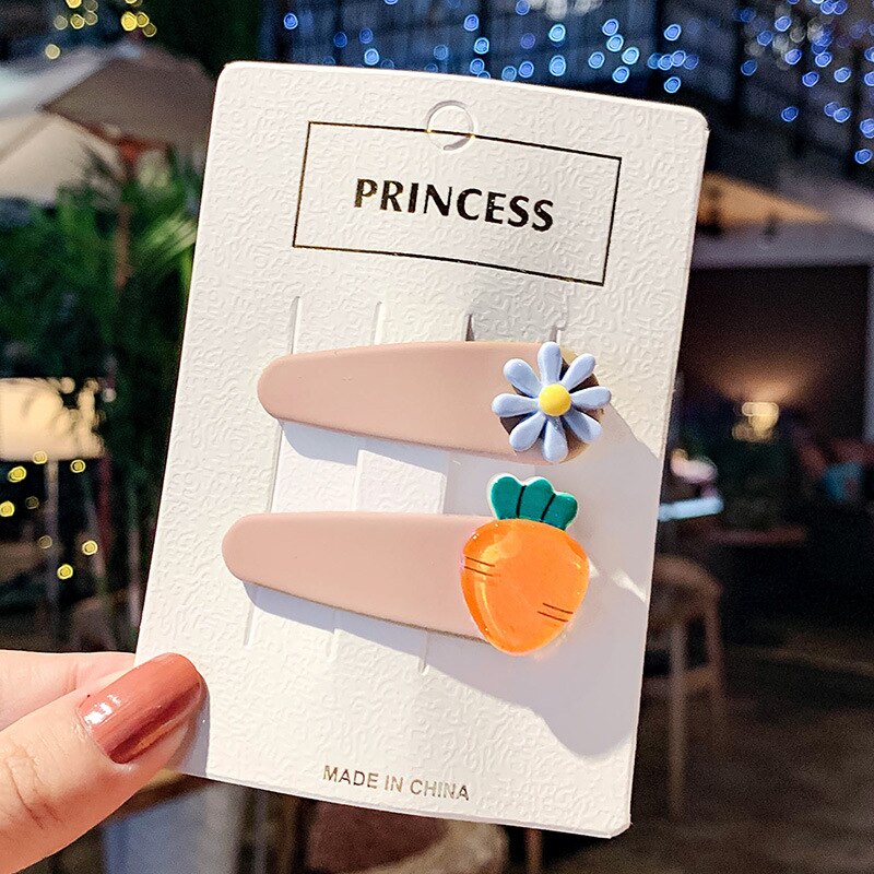 2 pçs criança meninas do bebê crianças pérola flor bohemia grampos de cabelo acessórios grampos de cabelo dos desenhos animados barrette presente foto: G
