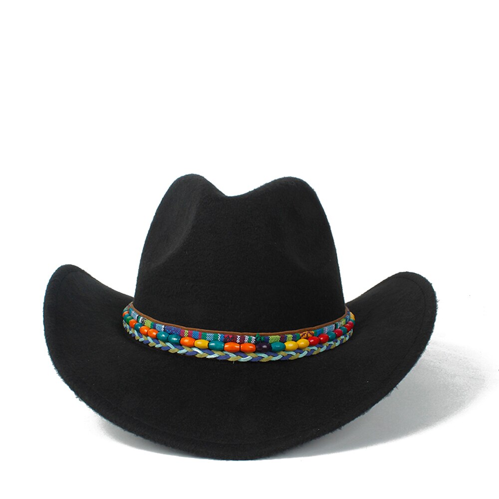 Dam ull ihålig western cowboyhatt roll-up brätte dam outblack sombrero hombre jazz keps storlek 56-58