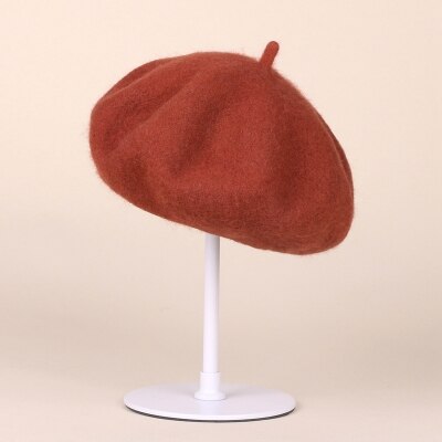 13 farver 100%  australien uld fransk baret hat til kvinder britisk stil ensfarvet pige græskar hatte filt baretter kasketter boina femme: Fs833-7