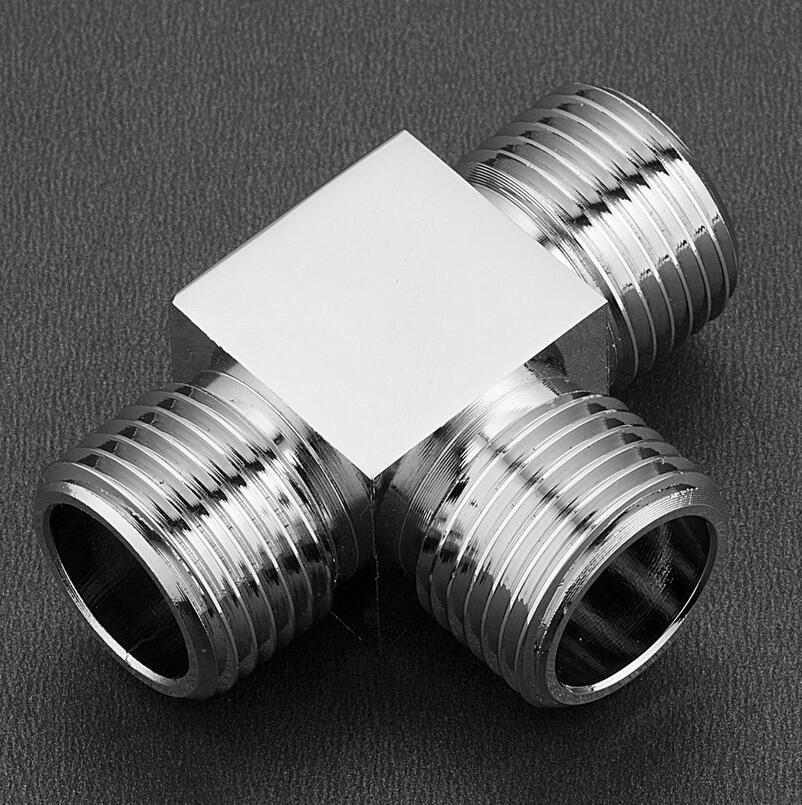 Thickened All-copper Three-way Angle Valve One Into Two Out 4" Internal And External Tooth Interface Water Valve Connector