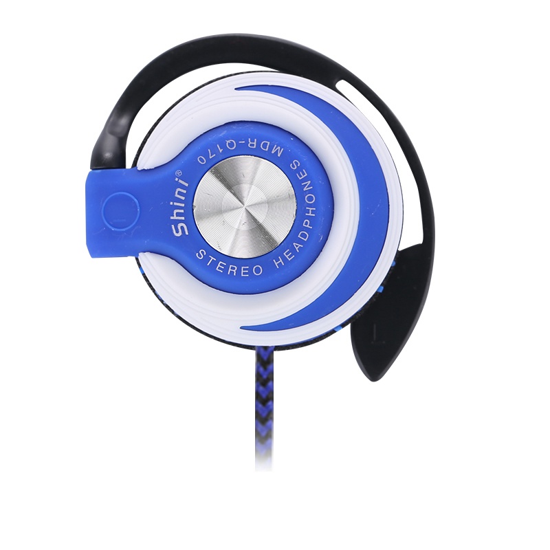 Shini Q140 3.5mm Wired Headphones HIFI Heavy Bass Headset Over-ear Adjustable Ear hook Earphones Music Earphone for Phone: Blue
