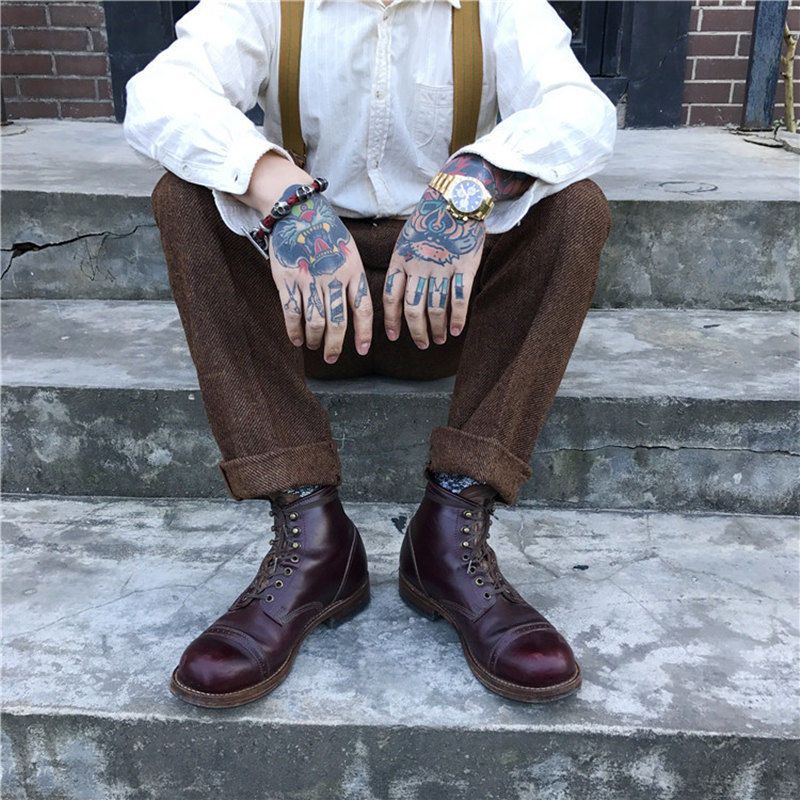 Pantalones Retro de Tweed para hombre, pantalón informal con de espiga, traje de caballero, de talla grande: 31