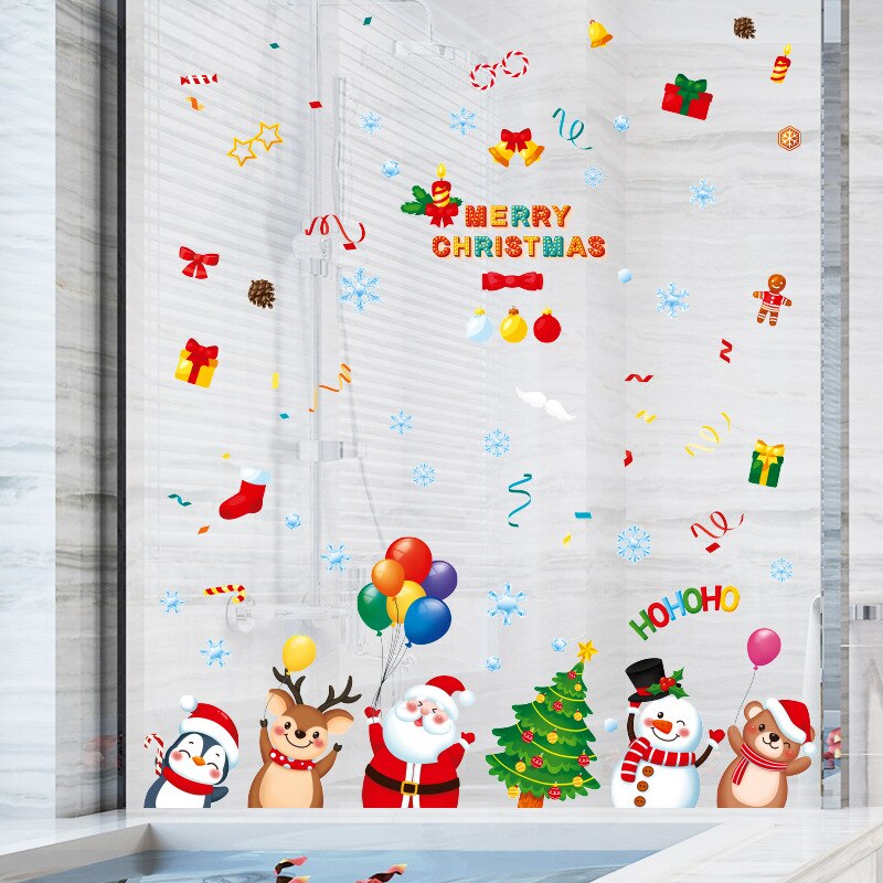 Kerst Element Cartoon Elektrostatische Stickers Vensterglas Scene Layout Decoratie Muurstickers Zelfklevende