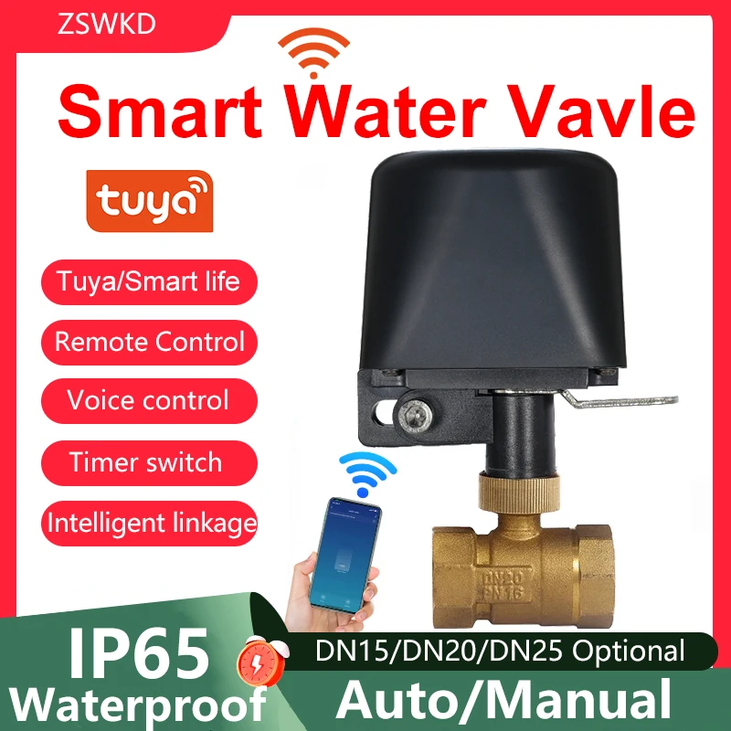 Tuya – vanne d'arrêt d'eau intelligente WiFi Zigbee, vanne de contrôle d'arrêt d'eau et de gaz, minuterie de contrôle sans fil DN15/DN20/DN25, fonctionne avec Alexa Google home