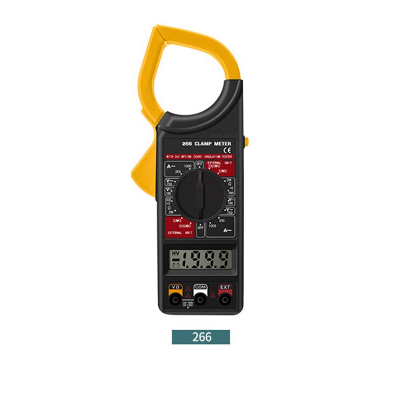 Digital Current Clamp Meter Buzzer Data Hold Non-contact Multimeter Voltmeter Ohmmeter Ammeter: Yellow 266